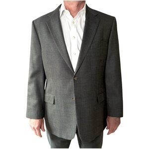 JOSEPH ABBOUD 2 Button Blazer Sport Coat Silk Wool Textured Grey Tan Brown 44R